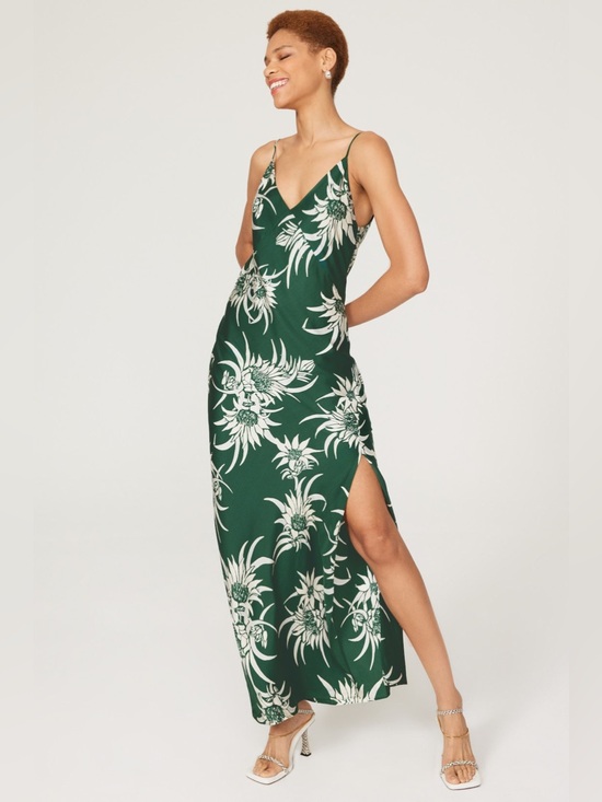 rag & bone Dresses & Skirts - rag & bone Forest Green Floral Slip Maxi Dress